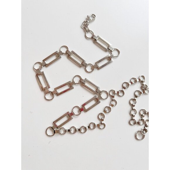 Vintage Unbranded Silver Tone Rectangle Chain Link Belt, One Size - Picture 2 of 6